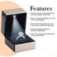 thumbnail image 3 of Novel Box Square Shaped Gold Ring Box with LED Light for Jewelry Gift 2.5x2x2.25 Inches, 3 of 9
