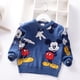 thumbnail image 1 of Suéter de algodón para niño de Disney, suéter para niños, camisa de punto, suéter de cuello redondo de Mickey Mouse para niño, suéter de dibujos animados de doble capa 6T(130) Gao Jinjia LED, 1 of 2