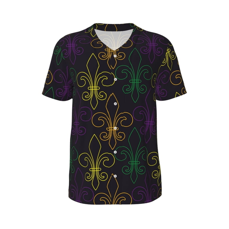 Daiia Mardi Gras Carnival Mens Baseball Jersey Button Down Shirts