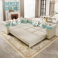 thumbnail image 5 of Timbernest 115.3" Sectional Sleeper Sofa with Pull Out Bed, L Shape Couch for Living Room, Button Tufted and Gold Trim Rolled Arms, Velvet Beige, 5 of 13