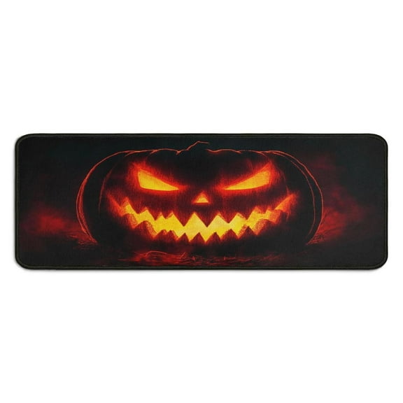 Halloween Kitchen Rug Set of 2 Non Skid Kitchen Mats for Floor,Scary Night Halloween Horror Pumpkin Kitchen Rugs and Mats for Bathroom,Room Bedroom (47x17 30x17 inches)