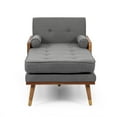 thumbnail image 1 of Fortas Mid-Century Modern Fabric Chaise Lounge, Gray and Dark Walnut, 1 of 8