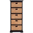 thumbnail image 5 of Hampton Meadows 5 Tier X-Side End Storage Cabinet with 5 Water Hyacinth Natural Wicker Baskets, Black, 5 of 7