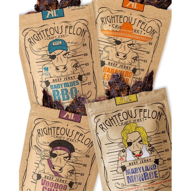 Righteous Felon Beef Jerky Variety Pack, Jerky and Beef Stick Craft