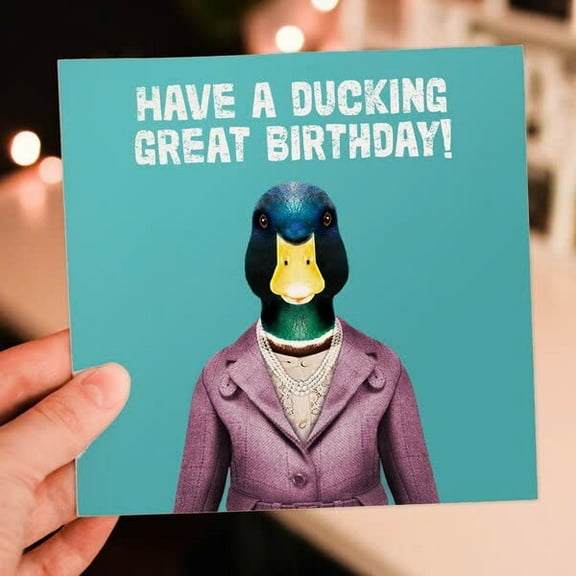 Funny Duck Birthday Card – "Have a Ducking Great Birthday!" – Unique Humorous Design – Blank Inside – Perfect for Friends and Family