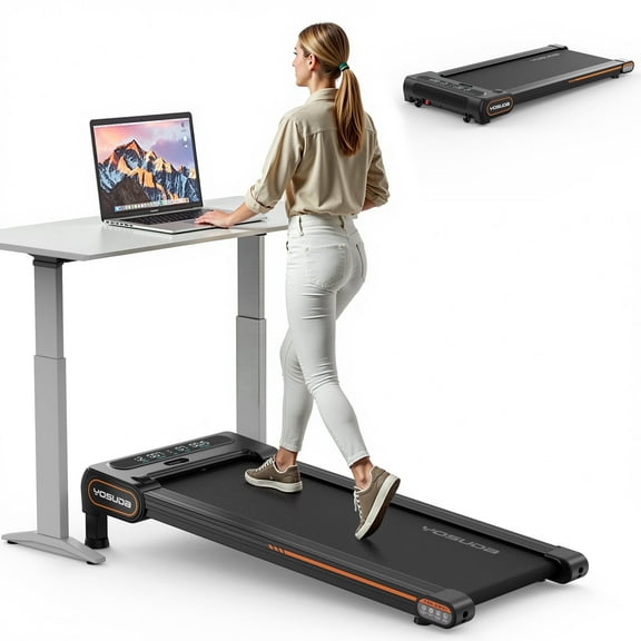 YOSUDA Under Desk Treadmill for Walking, Electric, Auto Incline, 350 lb Weight Capacity, Black