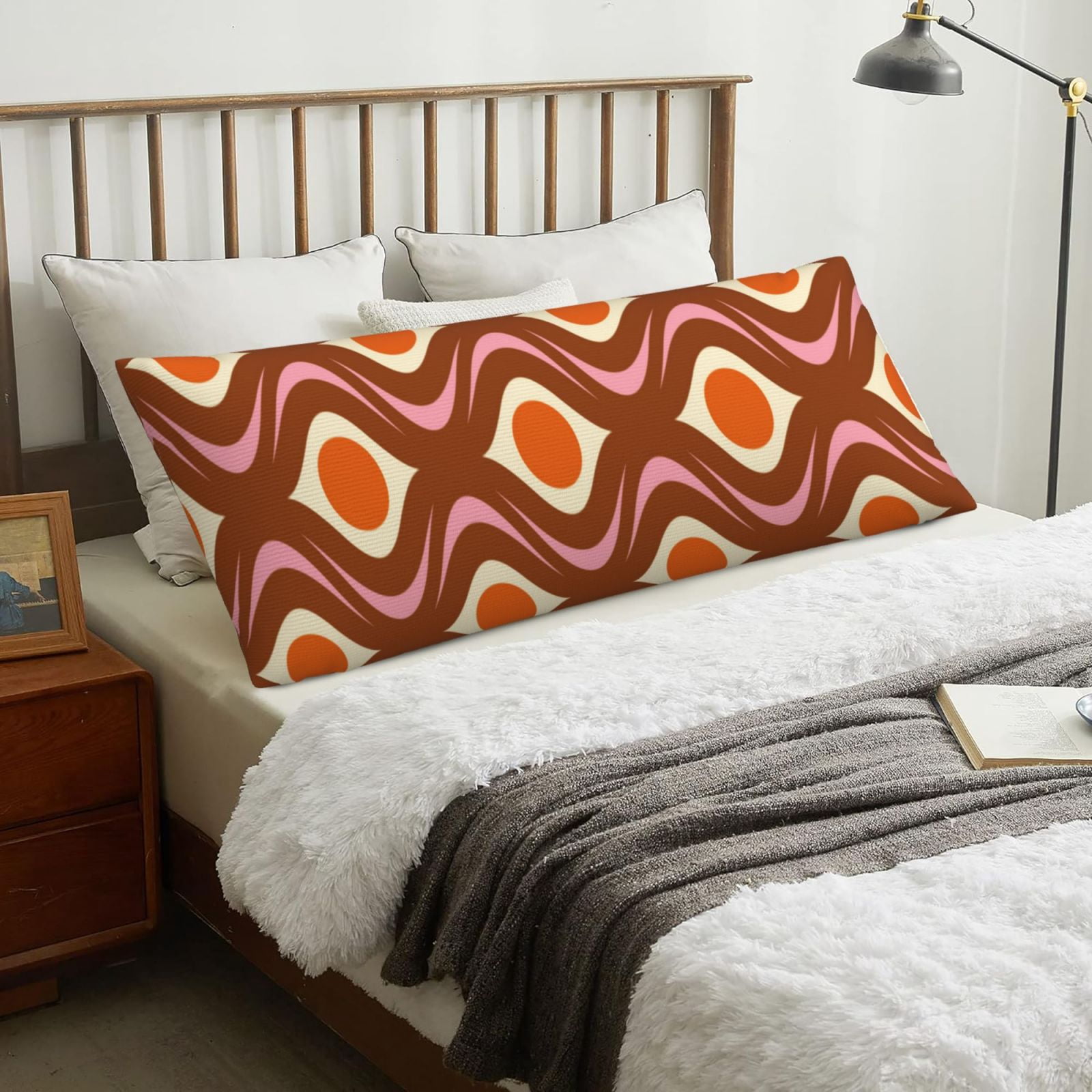 Naloa 70's Retro Super Soft 20x60 Body Pillow Case,Long Side Hidden Zipper（PILLOWS ARE NOT INCLUDED）