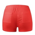 thumbnail image 6 of Womens Shorts Ladies Summer Elastic Waist Drawstring Cotton Comfy Beach Short Pants With Pockets Red XL, 6 of 6