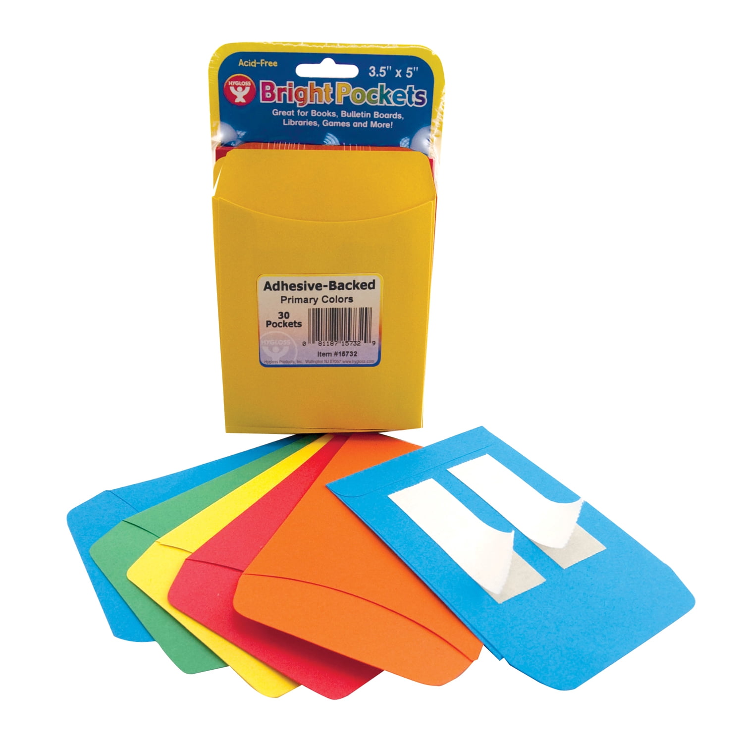 Hygloss Self-Stick Library Pockets, 3.5" x 4.875", 90 Count