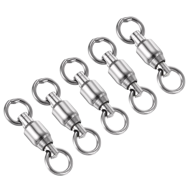 Unique Bargains 41LBS Roulement à Billes en Acier Inoxydable Pivotant pour Pêche en Eau Salée et Douce, Argent 25 Pack