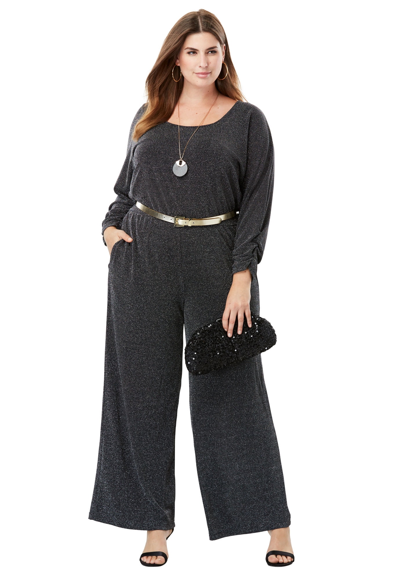 plus size metallic jumpsuit