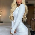 thumbnail image 4 of BLTIBY Womens 2 Piece Outfits Mini Skirt Long Sleeves Zipper Top Bodycon Skirts Casual Stylish Outfits White S, 4 of 6