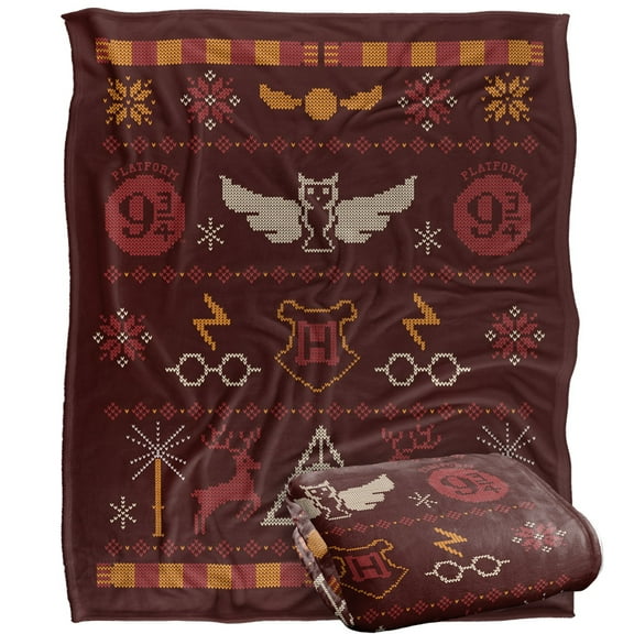 Harry Potter and The Deathly Hallows Part 2 Blanket, 50'x60' Icon Pattern Silky Touch Super Soft Throw Blanket