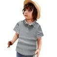 thumbnail image 2 of longantii School Polo Shirts Sport Lapel Collared Short Sleeve Uniform Lightweight Back To School Tees Solid Color Pullover for Toddler Boys & Girls Gray 6-7 Year, 2 of 6