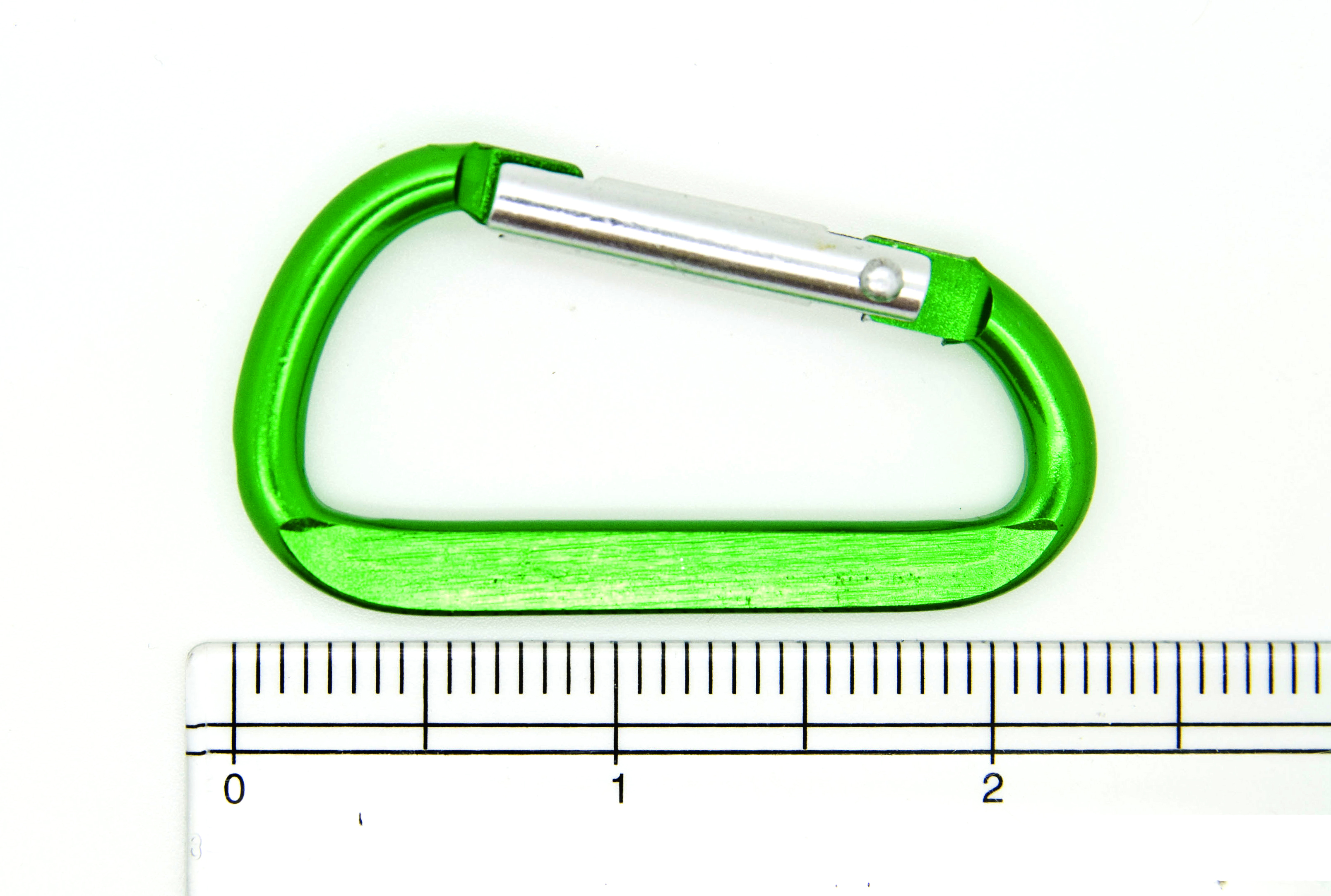 100 pcs - 2.25 inch Green Aluminum Carabiner D Shape Flat Edge, Keychain Clip, Spring Snap Key Chain Clip Hook