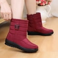 thumbnail image 5 of Wavsuf Winter Boots for Women Wide Short Ankle-High Waterproof Chunky Slip Resistant Red Shoes Size 38, 5 of 5