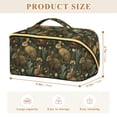 thumbnail image 4 of FORMRS Makeup Bag Travel Cosmetic Organizer for Women Fold Flat Zipper Pouch with Handle, Brown Floral Rabbits Pattern, 4 of 8