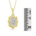 thumbnail image 4 of RYLOS Matching Set 14K Yellow Gold Floral Pattern Halo Pendant Necklace & Ring. Gemstone & Diamonds, 18" Chain. 6X4MM White Topaz April Birthstone; Size 10, 4 of 9