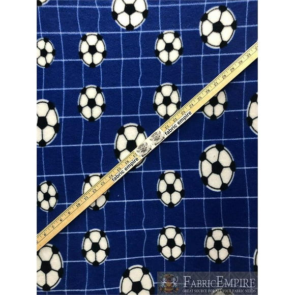 Fleece Fabric Printed ANTI PILL NET SOCCER BALL BLUE