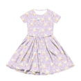 thumbnail image 3 of yuCgh Easter Dress for Toddler Girls, Short Sleeve Summer Dress with Pocket, Colorful Print Casual Party Dress for Easter Celebration,Light Purple 150, 3 of 5