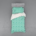 thumbnail image 2 of Ambesonne Floral Bedding Set 4 Pcs, Abstract Modern Foliage, Queen, Turquoise and Cream, 2 of 3