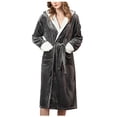 thumbnail image 2 of SELONE Womens Robe Pajamas Winter Warm Nightgown Couple Bath Men Fall Winter Nightgown Towel Robe Spa Robe Fluffy Robe Plus Size Robe for Valentines Day Anniversary Wedding Honeymoon Gray One Size, 2 of 6