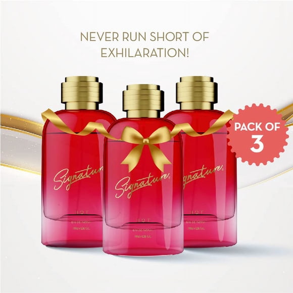 Signature Hot Eau De Parfum For Men & Women Pack Of 3 X 100ml - 3.4 Fl.oz. Each | Luxurious Long Lasting Unisex Fragrance - With Plum, Black Currant & Peach Notes | Nice For Occasional Or Casual Wear