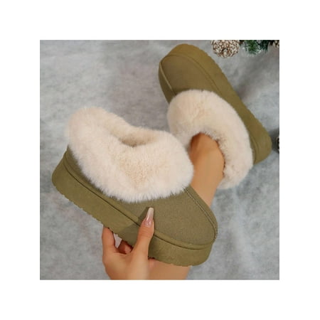 Women s Suede Shearling Warm Memory Foam Slippers Boots – Comfortable Indoor & Outdoor Slipper Shoes