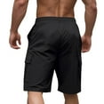 thumbnail image 4 of Men's Drawstring Waist Casual Cargo Shorts, Loose-Fit Solid Color Work Shorts with 6 Pockets, Breathable Outdoor Utility Short Pants ,Black L, 4 of 5