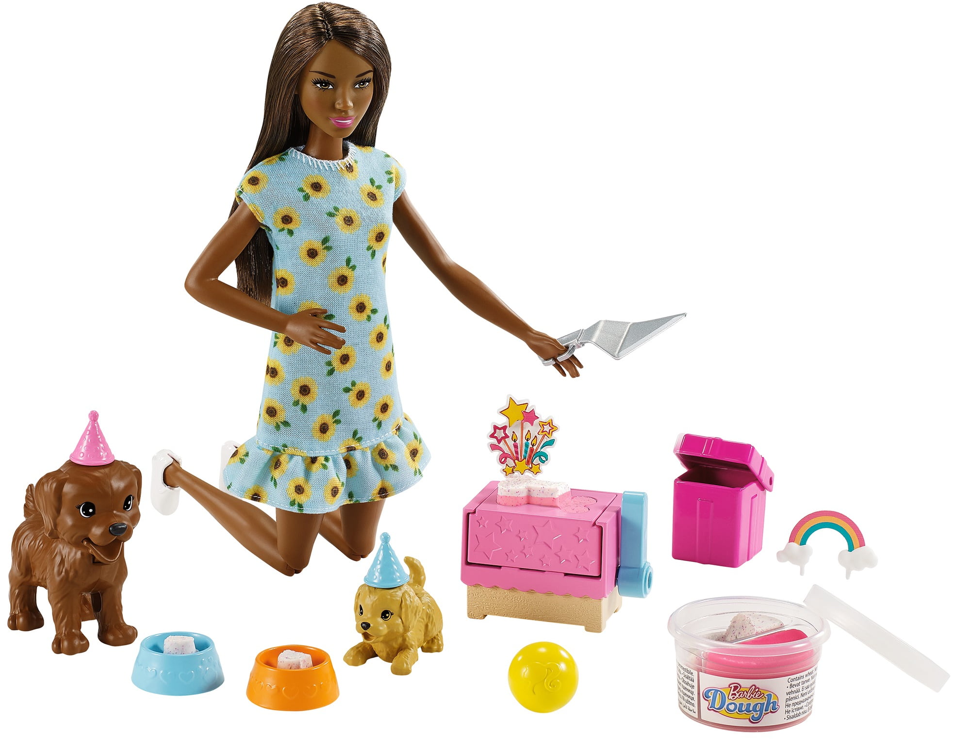 Barbie Doll Doggy Daycare African American Brown Skin With 4 Puppies Mattel for sale online