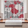 thumbnail image 2 of Ambesonne Floral Kitchen Curtains, Vintage Peony Bloom Motif, 55"x24", Ruby Grey and Off White, 2 of 3