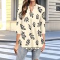 thumbnail image 2 of CYMMPU Tunic Tops 3/4 Sleeve V Neck Spring Tops Blouses for Women Dressy Casual Loose Fit Flower Printed Summer Fashion Shirts Flowy Topss XL, 2 of 5