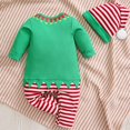 thumbnail image 6 of OJSFQUFP Infant Baby Cotton Jumpsuit Baby Long Sleeve Christmas Red Jumpsuit + Hat 2Pcs Set, 6 of 7