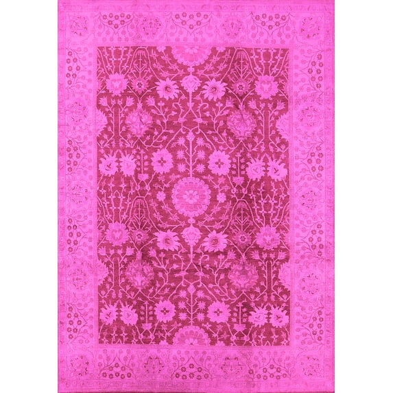 Ahgly Company Indoor Rectangle Oriental Pink Industrial Area Rugs, 5' x 8'