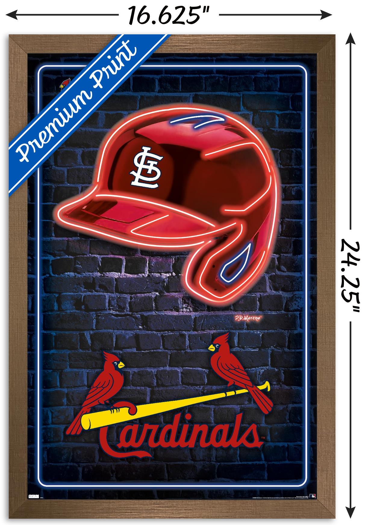 MLB St. Louis Cardinals - Neon Helmet 23 Wall Poster, 14.725" x 22.375" Framed