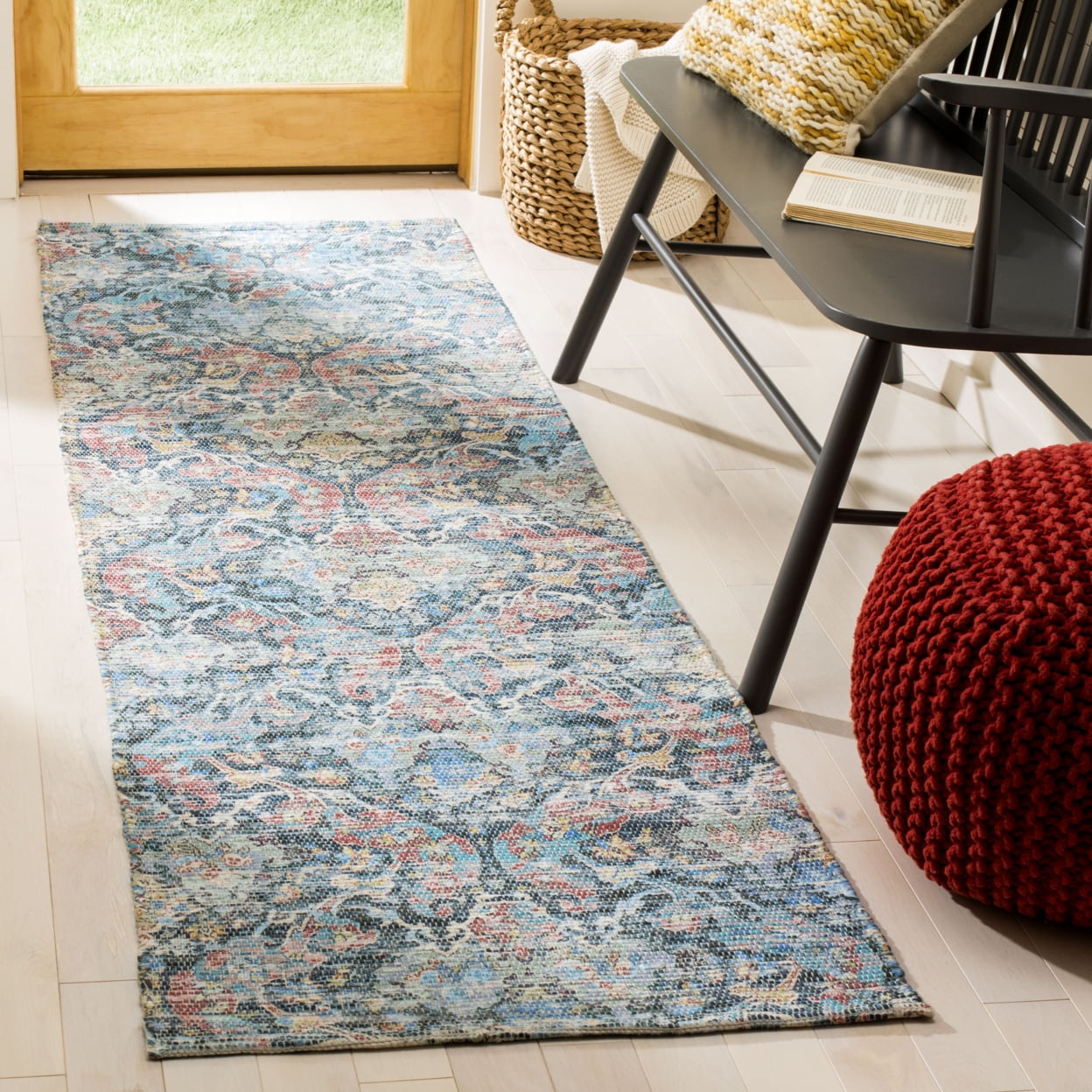 SAFAVIEH Saffron Nikola Floral Area Rug, Coral/Aqua, 6' x 6' Square