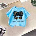 thumbnail image 5 of Kid Girls Cute Girls Cartoon Graphic Crew Neck Short Sleeve Tee Summer Casual T Shirt Blue,7-8 Years, 5 of 5