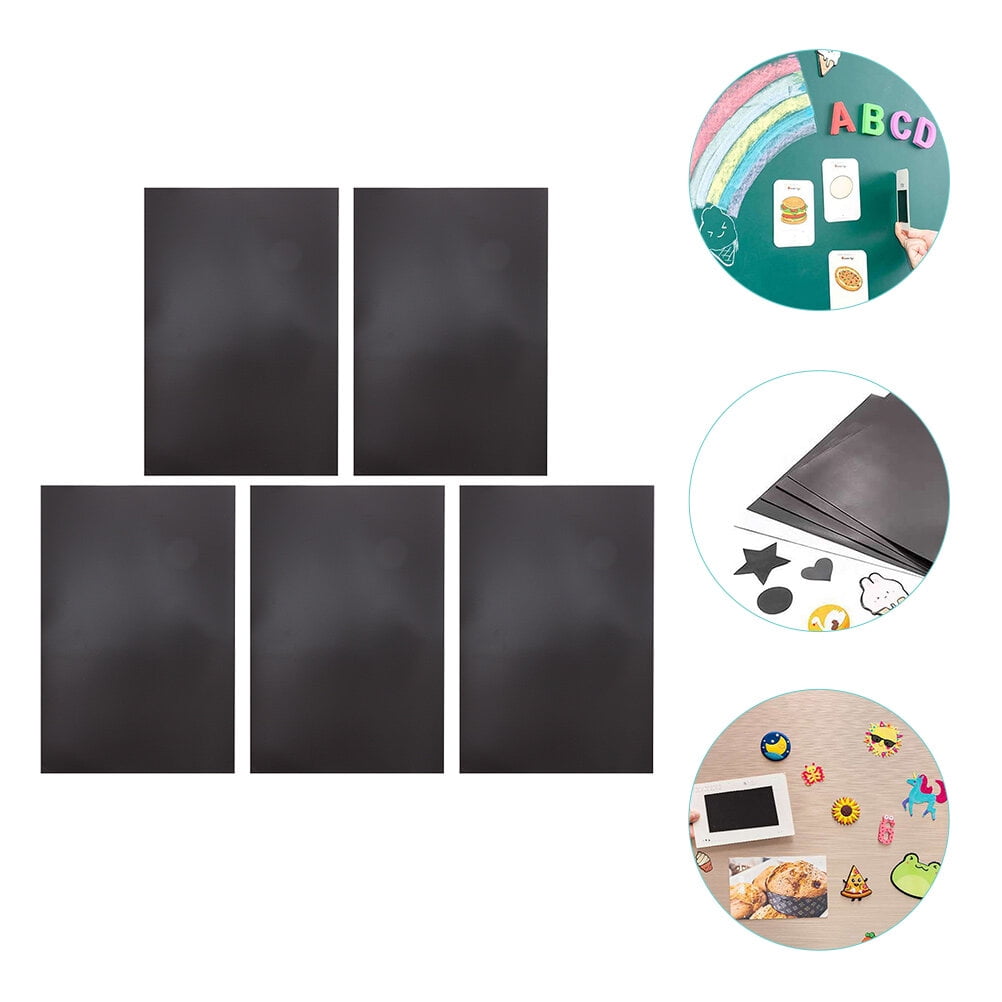 HOOWIFFY Black Self-Adhesive Magnetic Sheets, 5-Pack Cuttable Fridge Magnets for Home, Office, Crafts, Projects and More