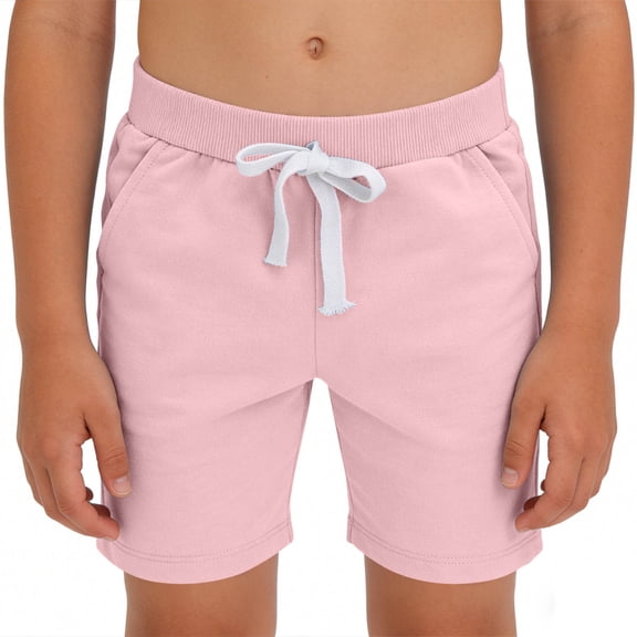 Boy's Cotton Shorts Drawstring Elastic Waist Casual Athletic Shorts Summer Workout Lightweight Running Soccer Shorts