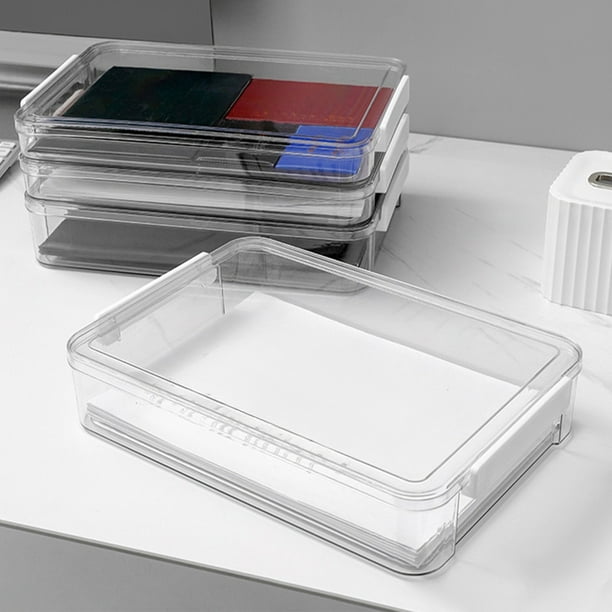 Xihbxyly Caja para Documentos, Organizador Transparente, Impermeable, Gran Capacidad para Archivos y Papeles, para Uso En La Oficina o El Hogar, Apilable, 34 X 23,5 X 4 Cm, 34 X 23,5 X 6,5 Cm