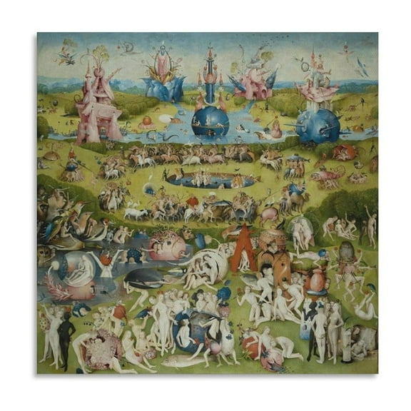 Hieronymus Bosch Notable Work The Garden of Earthly Delights Painting Art Poster Painting On Canvas Wall Art Poster Scroll Picture Print Living Room Walls Decor Home Posters 20x20inch(50x50cm)