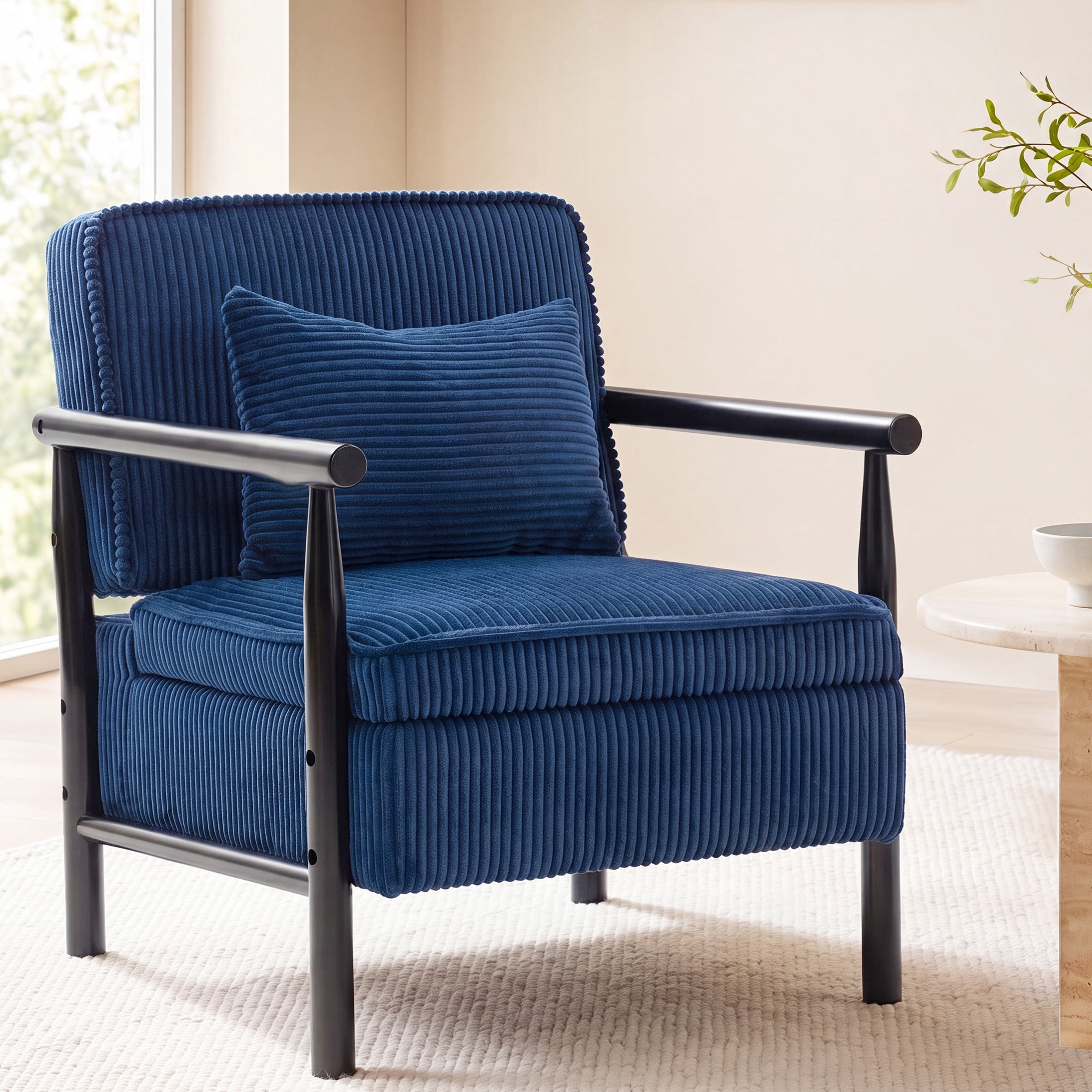 Accent Chair with Hidden Storage, LEGAHOME Antique Blue Modern Arm Chair for Living Room, Comfy Corduroy Reading Armchair for Bedroom, with Solid Wood Leg for 250lbs Weight Capacity
