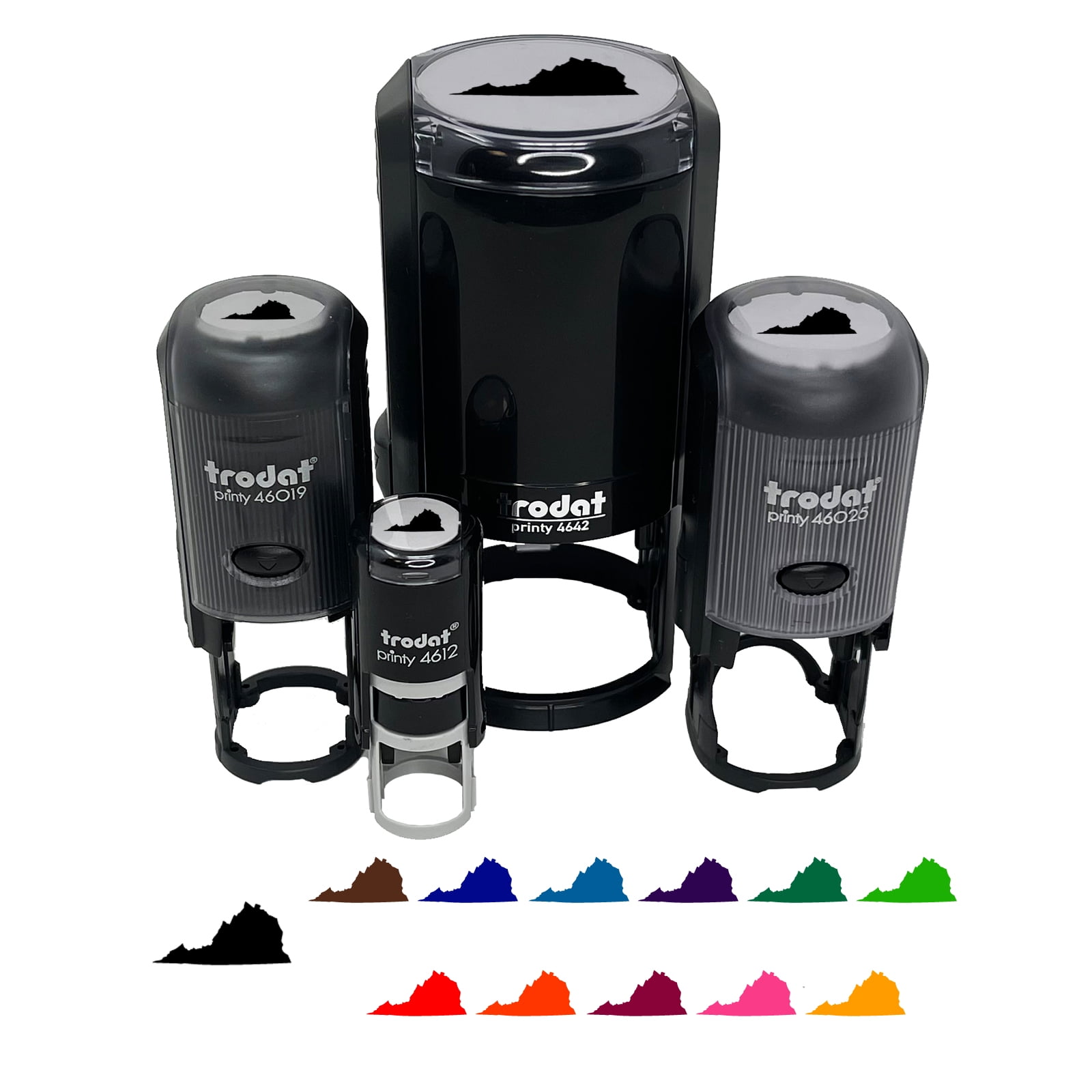 Virginia State Silhouette Self-Inking Rubber Stamp Ink Stamper - Blue Ink - Large 1-1/2 Inch