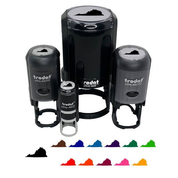 Virginia State Silhouette Self-Inking Rubber Stamp Ink Stamper - Fuchsia Ink - Mini 1/2 Inch