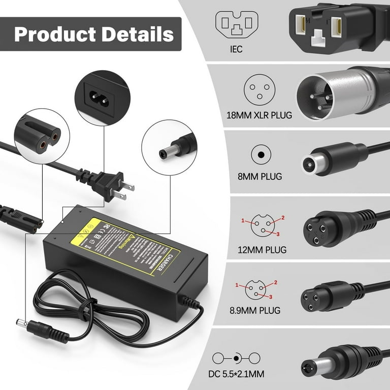 48 V acculader, 48 V, laadkabel, 54,6 V, 3 A, voor elektrisch pakket lithium scooter, e-bike, 13S batterijen (XLR 3-pins 1 2 48 V acculader, 48 V, laadkabel, 54,6 V, 3 A, voor elektrisch pakket lithium scooter, e-bike, 13S batterijen (XLR 3-pins 1 2