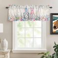 thumbnail image 2 of Gnomes Easter Rod Pocket Curtain Valance, Colorful Spring Floral Weeping Eggs Retro Art Farmhouse Window Valance for Living Room, Bedroom, Kitchen 54"W x 18"L, 2 of 9
