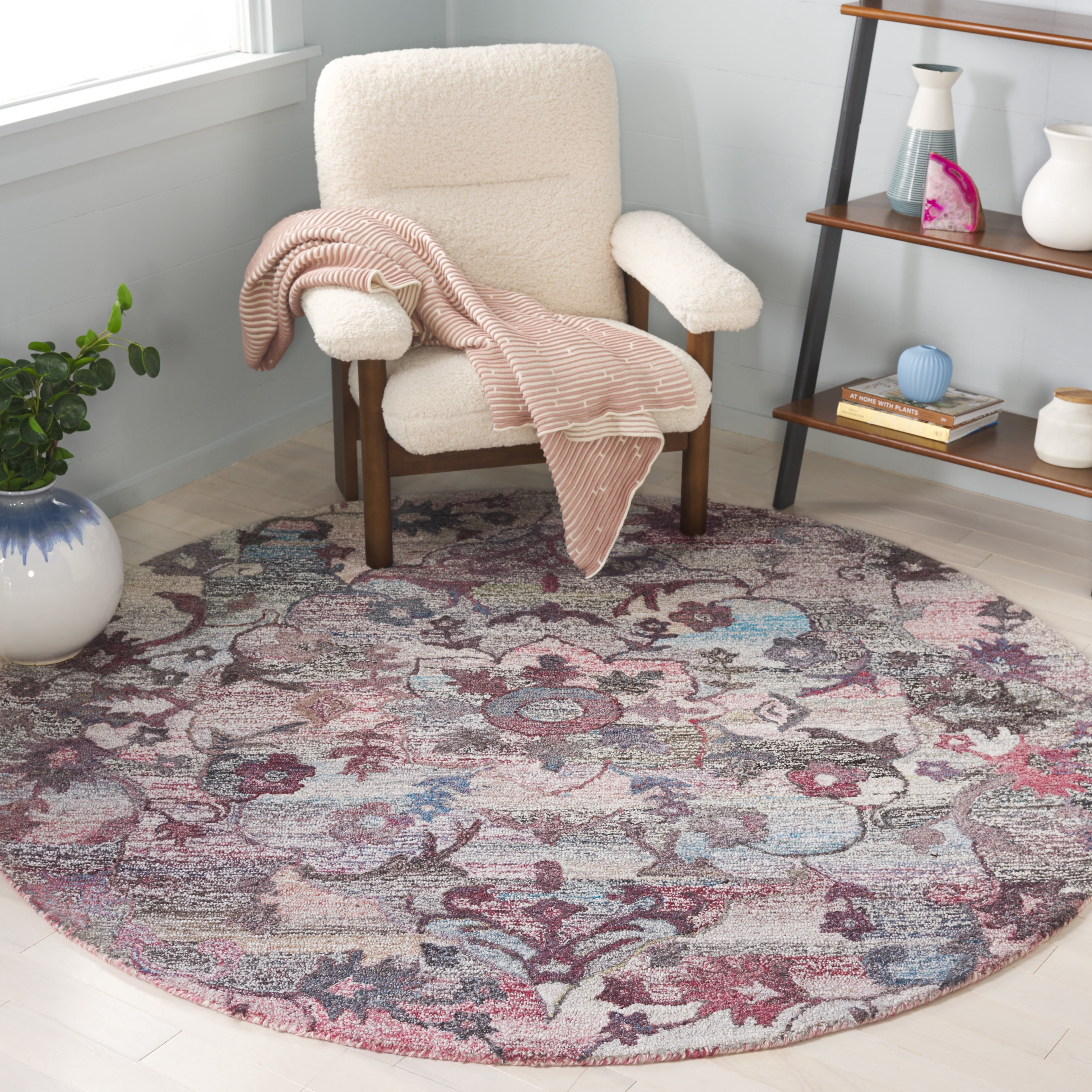 SAFAVIEH Anatolia Jerred Medallion Area Rug, Brown/Pink, 6' x 6' Round