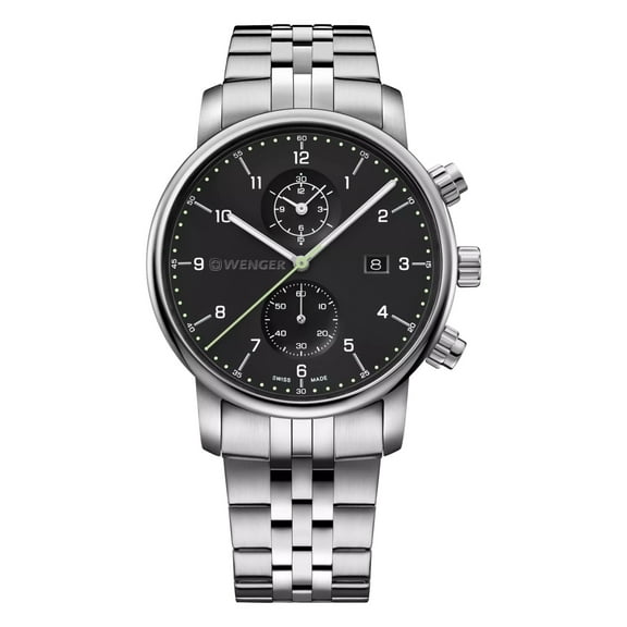Wenger Swiss Army Men's 01.1743.122 Urban Classic Chronograph Black Dial Watch 42 mm MSRP $345