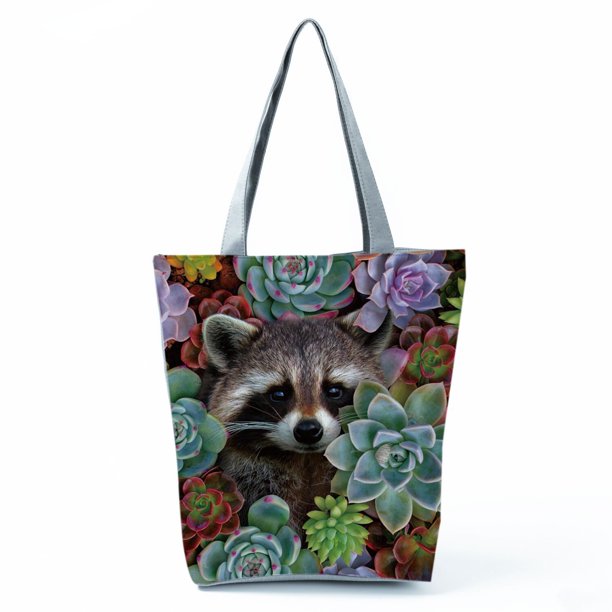 Bolso de mano con estampado de Tigre, León, zorro, flor nórdica, bolso de hombro portátil, informal, reutilizable, bolsas de compras de alta capacidad xuanjing unisex
