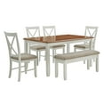 thumbnail image 2 of Powell Kesten 6-Piece Dining Set, Vanilla White Legs and Honey Brown Finished Tabletop Finish with Birch Sand Fabric, 2 of 6